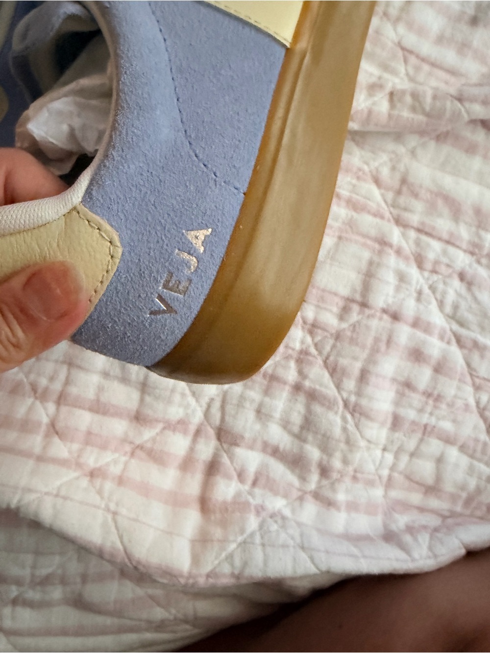 NWB Rare Veja Periwinkle Blue Suede Velcro Sneakers with Gum Sole - Picture 6 of 13